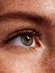 Close-up of a natural eye with a slight tear shine. Emotional yet clean, perfect for health or wellness themes.