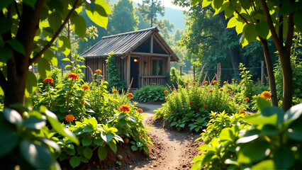 Lush Permaculture Garden in a Festival Oasis