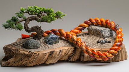 Serene Zen Garden with Twisted Polymer Clay Necklace
