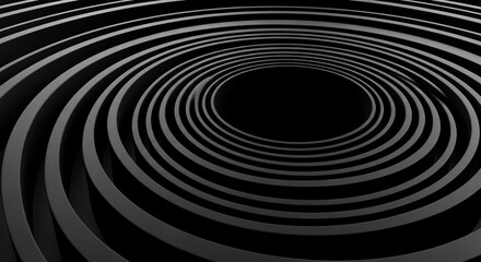 Obraz premium Photo of abstract black and white concentric circles create a mesmerizing and visually dynamic background with depth and dimension