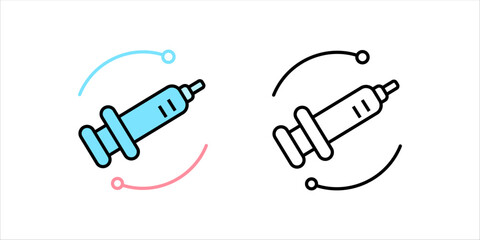 hormone therapy line icon set. with a syringe
  vector illustration, pictogram isolated on white background. color editable