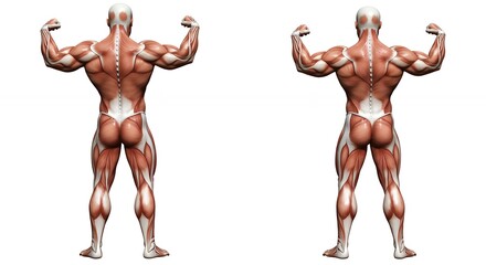 Human body back muscles anatomy illustration