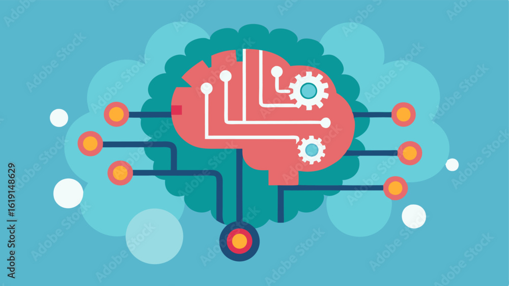 Poster ai brain an illustration of a semitransparent brain filled with circuits and gears highlighting the 