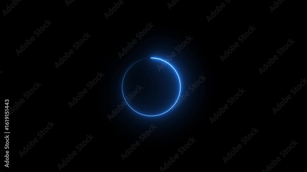 Poster cyan circle glow border, alpha channel, seamless loop, abstract glowing neon line cyan color circula