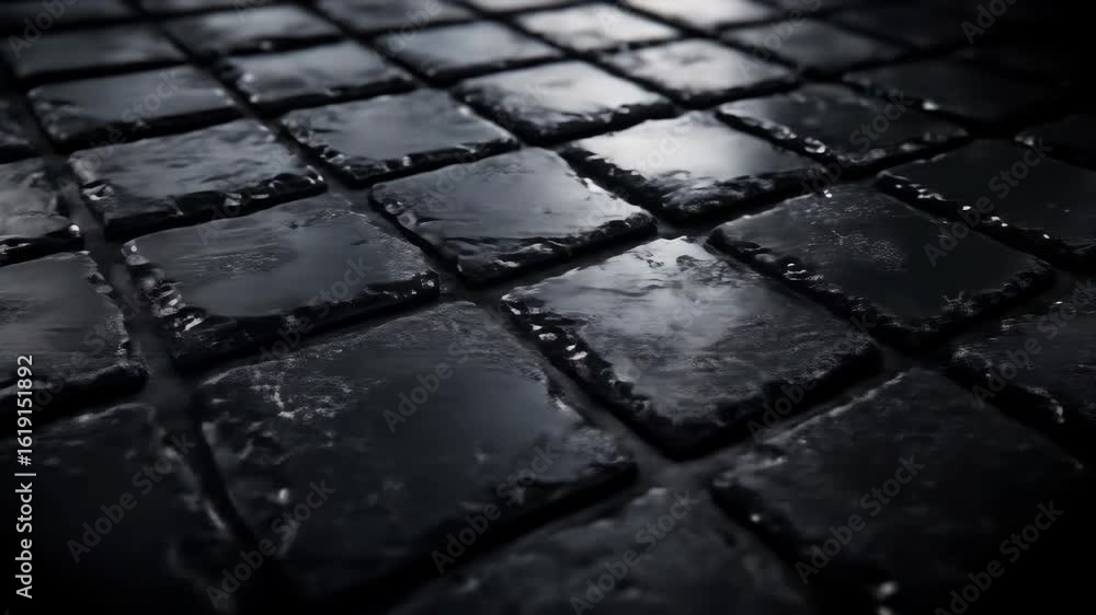 Poster dark stone squares in a pattern with glossy sheen