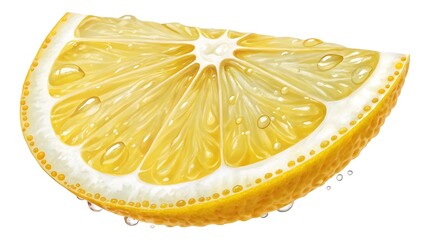 A slice of lemon with water droplets on a white background art