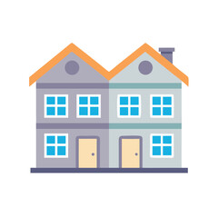 Duplex House Flat Illustration with Geometric Design on a Black Background