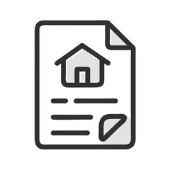 Real Estate Document Icon with House and Signature for Property Transactions