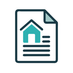 Real estate document icon illustration with clean lines and a house outline