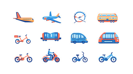 Collection of flat design transportation icons