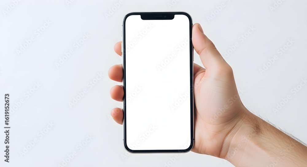 Poster showcase your app on a modern smartphone held in hand against clean white background for maximum imp