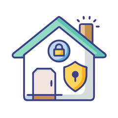 House icon with security features showcasing home protection and safety measures