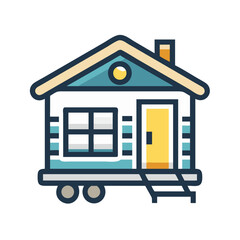 Vector Icon Illustration of a Tiny House on Wheels with Colorful Design