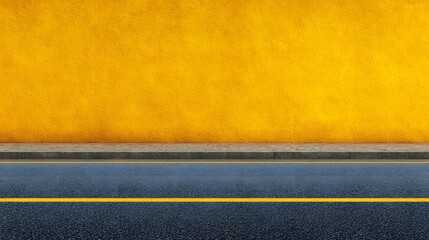 Fototapeta premium Empty street scene with a yellow wall.