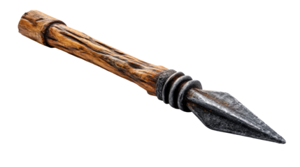 Ancient Spear: The image presents an ancient spear, its weathered wooden shaft and metallic spearhead exuding a sense of history, craftsmanship, and the tools of a bygone era.