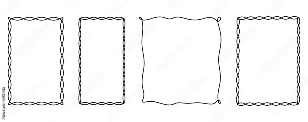 Poster vector art of collection of decorative frames isolated on white background, featuring various shapes