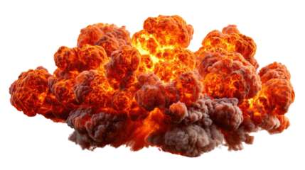 Explosive Energy: A dynamic illustration of a fiery explosion, featuring a vibrant cloud of flames and smoke, symbolizing intense power and destruction.