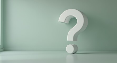 A Minimalist Question Mark Against a Sage Green Background