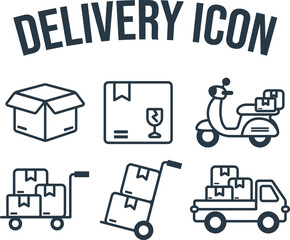 simple outline delivery icon pack illustration