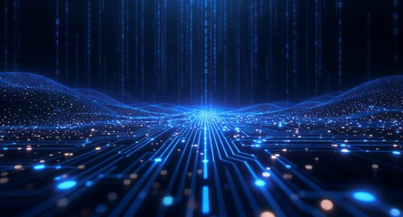 Abstract Digital Circuit Board with Binary Code