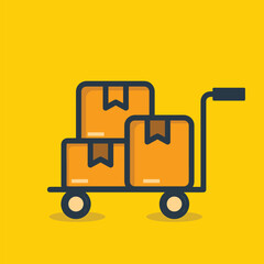simple colorful delivery box outline icon illustration