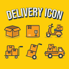 simple colorful delivery icon pack illustration
