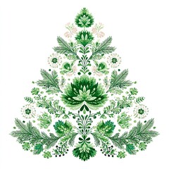 Green Floral Christmas Tree Design