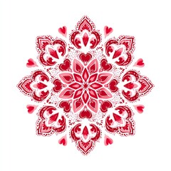 Red and Pink Mandala with Hearts - Valentine's Day Design
