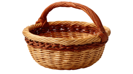 Woven Basket: A meticulously crafted woven basket, its intricate texture and elegant handle exuding rustic charm and functionality, a testament to traditional craftsmanship.