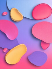 Bold Abstract Makeup Shapes in Pop Art Style on a Vibrant Gradient Canvas With Upper Zone Left Blank