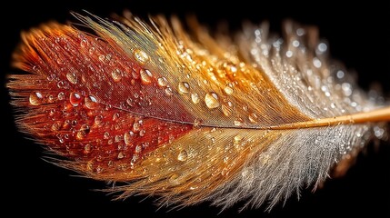 Dew-Kissed Feather: A Macro Photography Masterpiece