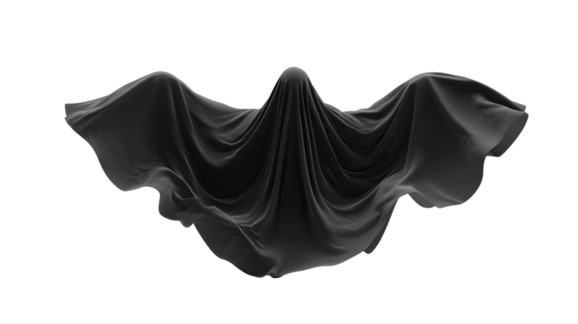 3d render Flying black Ghost on a white background