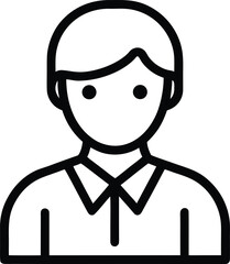 Simple black and white icon of a person wearing a collared shirt male avatar