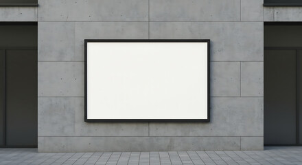 Minimalist Blank Billboard Mockup on Concrete Wall