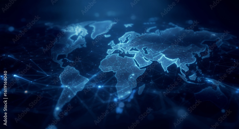 Poster global network map: a futuristic representation of interconnectedness