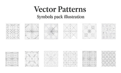 Fototapeta premium Vector art of vector patterns symbols pack illustration isolated on white background featuring a collection of geometric and abstract designs, perfect for backgrounds and creative projects