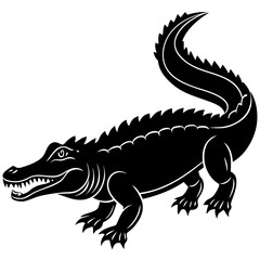 Minimalist Alligator Silhouette Vector Art | Clean Reptile Outline