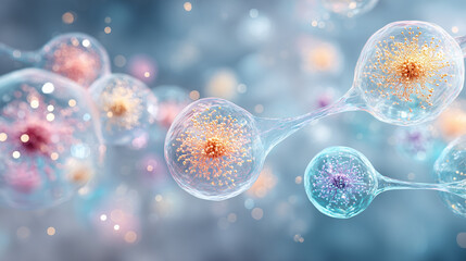 Naklejka premium AI Generated Nanotech Cells and Molecular Structure Illustration