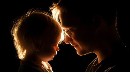Close-up profile view of a father and child.