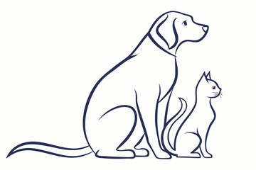 Obraz premium Stylized Line Art of a Dog and Cat.
