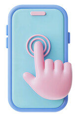 3D Illustration of a Smartphone Interface with Touch Interaction