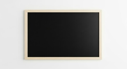 Blackboard with Light Wooden Frame on White Wall for Classroom or Educational Use