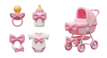 Obraz premium Pink baby items display