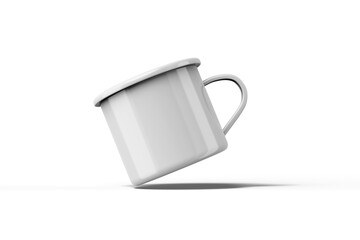Floating of Blank Enamel Mug, 3D Illustration