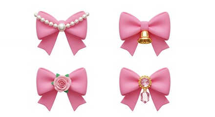 Pink bows with various decorations