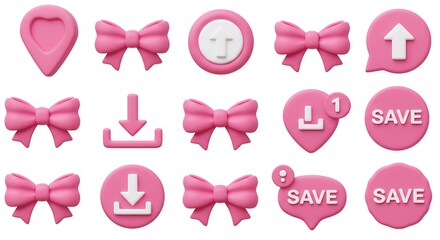 Pink digital design elements set