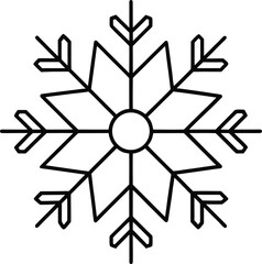 snowflake icon outline vector illustration on transparent background