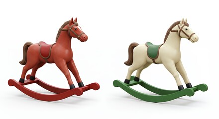 Two vintage wooden rocking horses