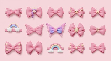 Variety of pastel pink bows and hair accessories