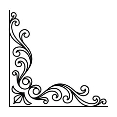 Fototapeta premium Elegant Scroll Corner Ornament Design: Decorative Flourish for Graphic Projects